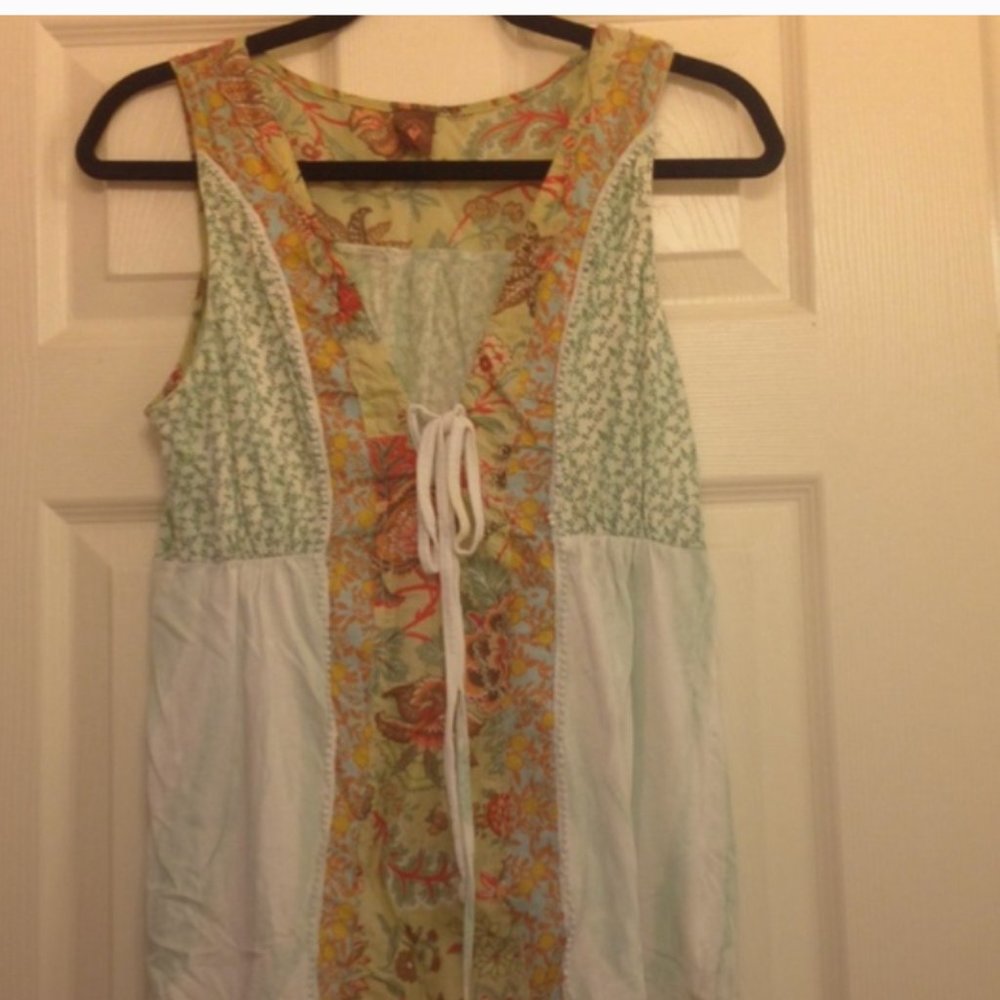 Anthropologie  Language Los Angeles patchwork  Sleeveless Top  100% cotton M